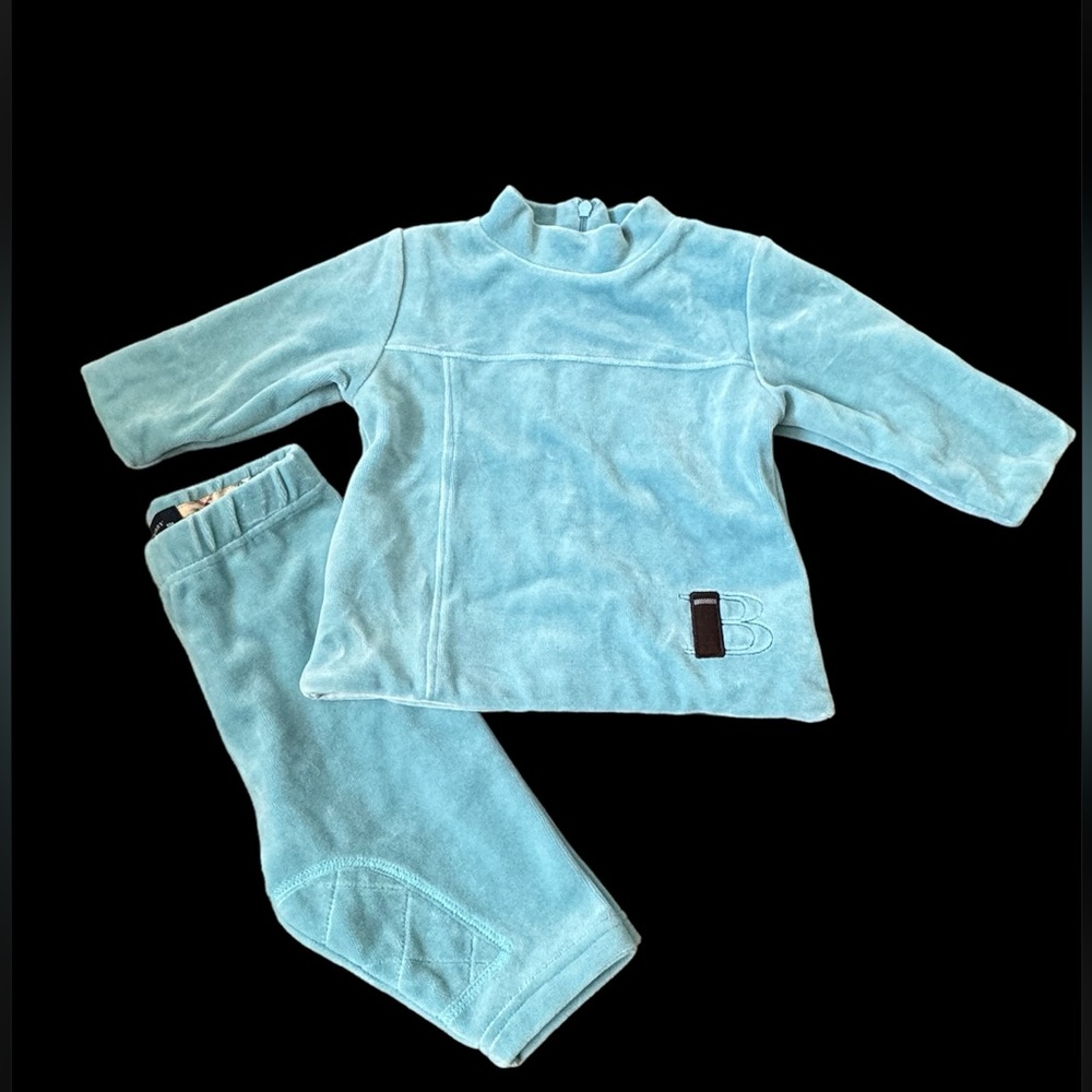 BURBERRY***Velour 2-Piece Turquoise Set***6 Mo. $595